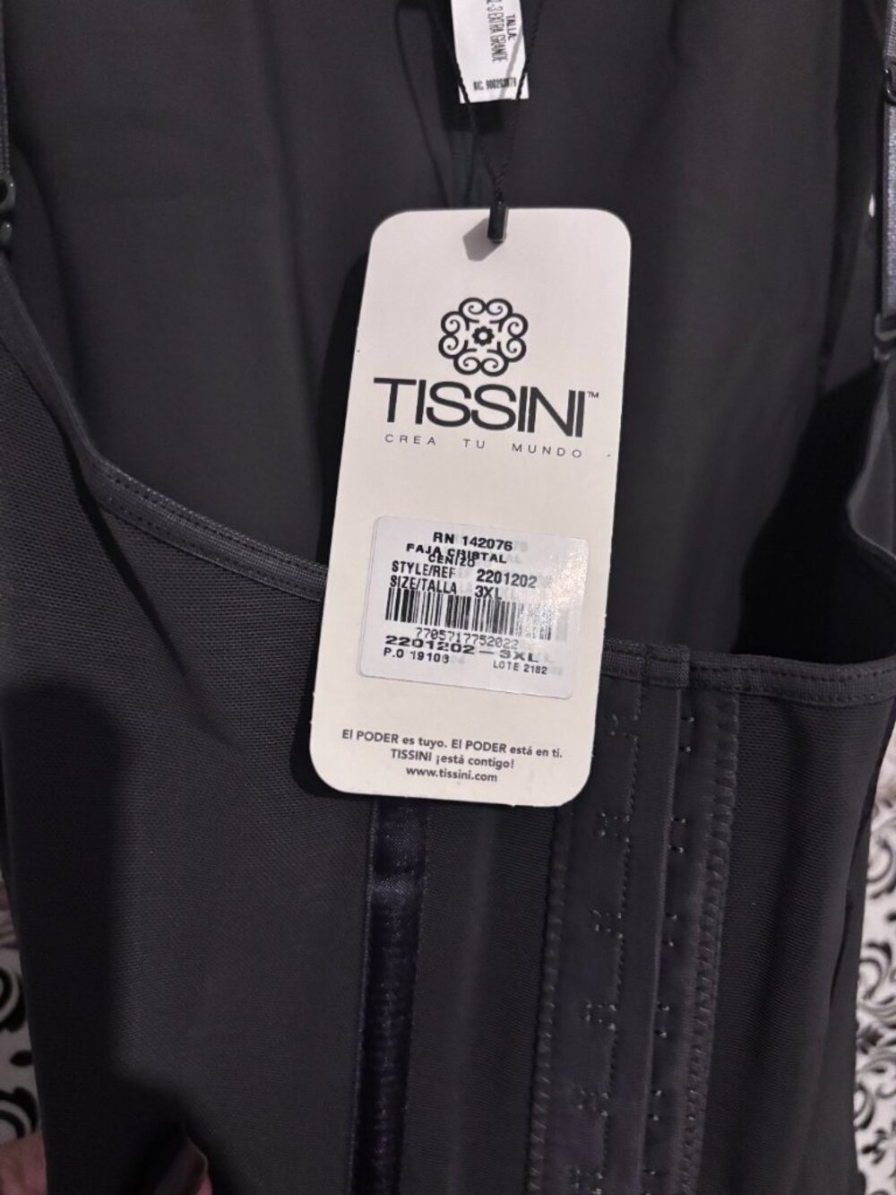 NWT Tissini Faja Colombiana Body Shaper Mid Thigh Open Bust - Charcoal Black - Picture 2 of 3